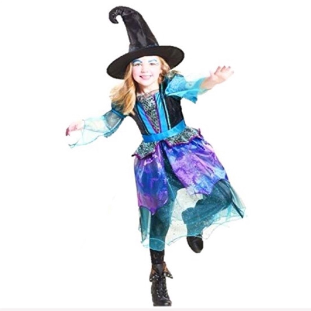 Girls Deluxe Mystery Witch Halloween Costume 10-12